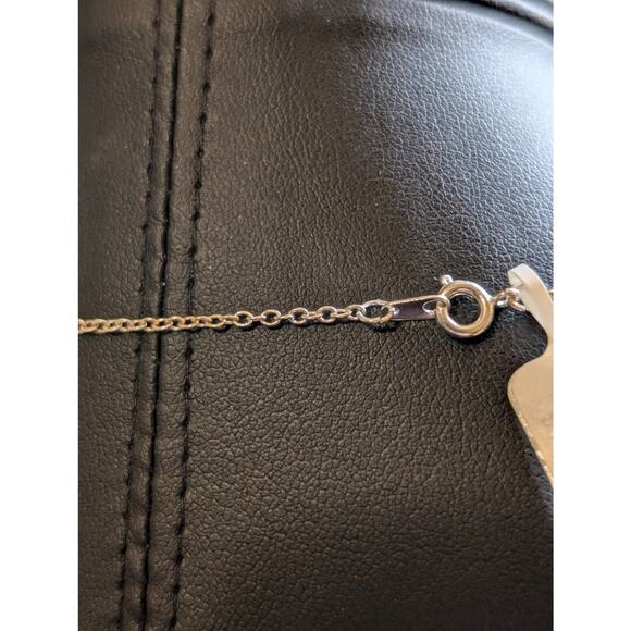 NWT Fine Silver Plated Heart Moon CZ Disc Chain Necklace - Picture 4 of 6